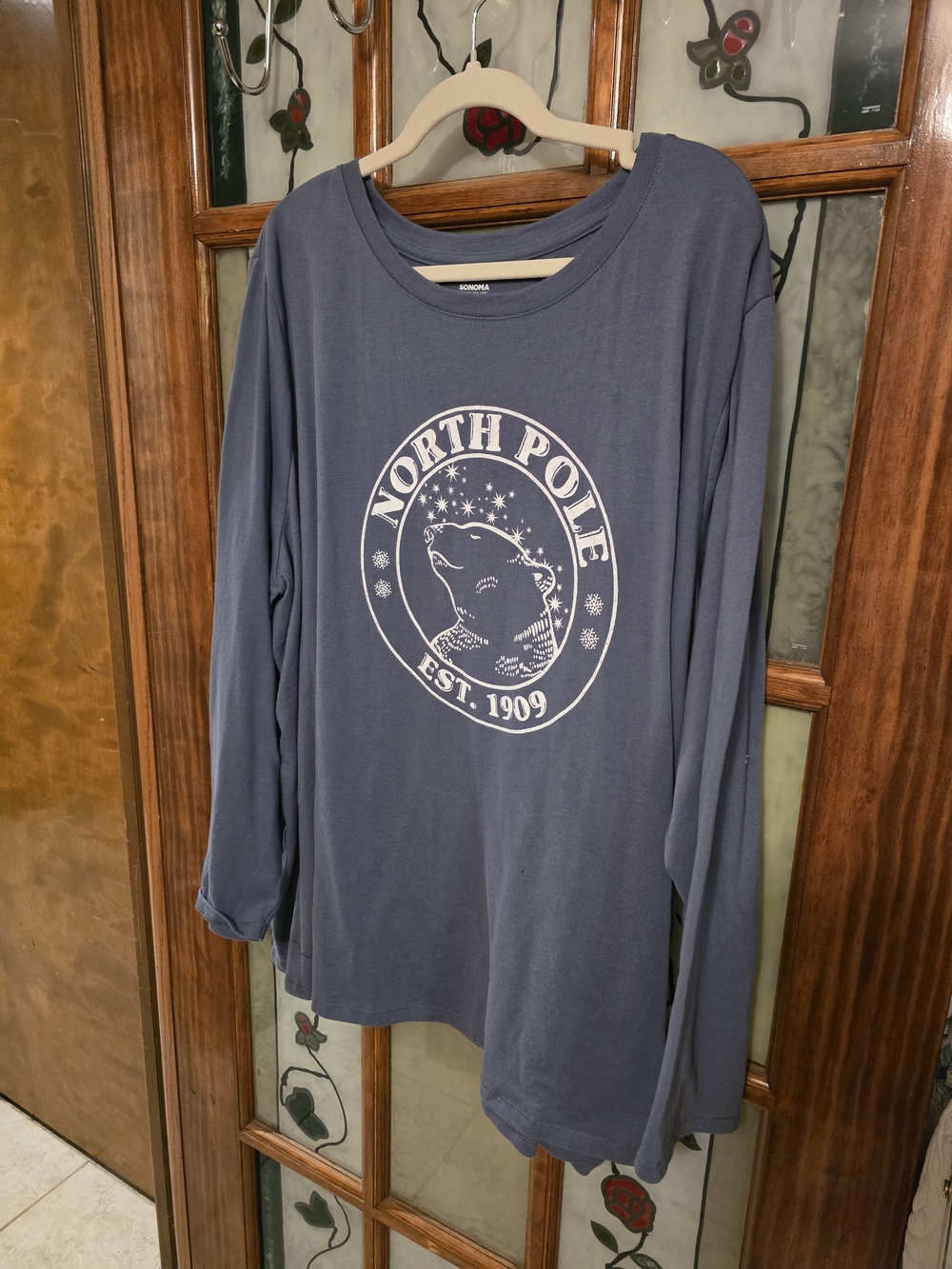 Sonoma Navy Blue Long Sleeve North Pole Graphic Tee